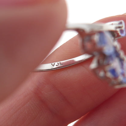 925 Sterling Silver Real Oval-Cut Tanzanite Bypass Ring Size 7.5