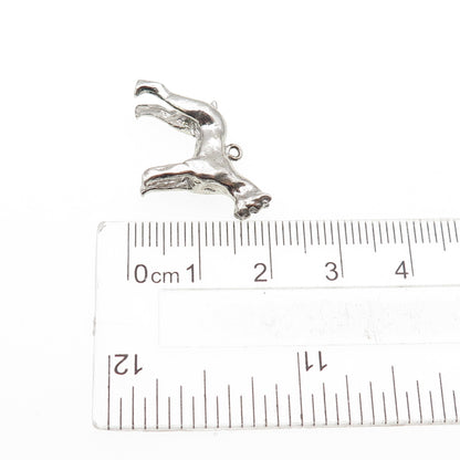 925 Sterling Silver Vintage Pit Bull Dog Mini 3D Charm Pendant