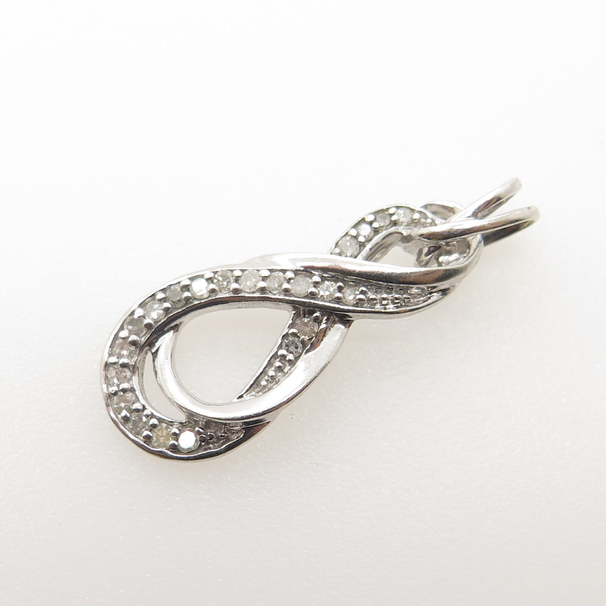 DIAG 925 Sterling Silver Real Round-Cut Diamond Infinity Pendant