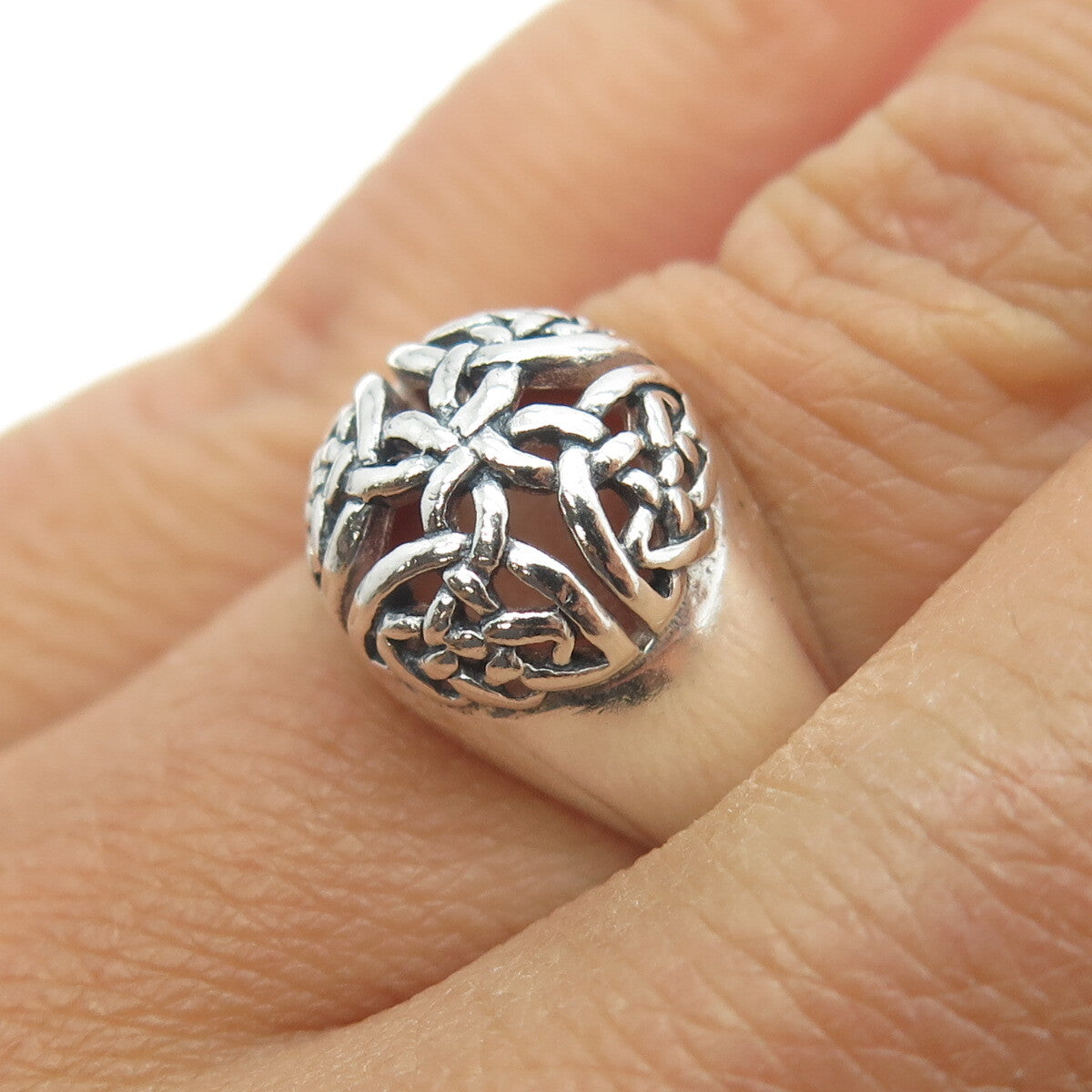 925 Sterling Silver Vintage Celtic Knot Dome Ring Size 6