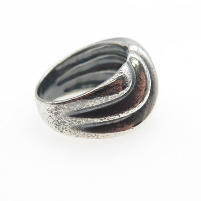CHAPAL ZENRAY Sterling Silver Vintage Modernist Ribbed Oxidized Ring Size 7.25