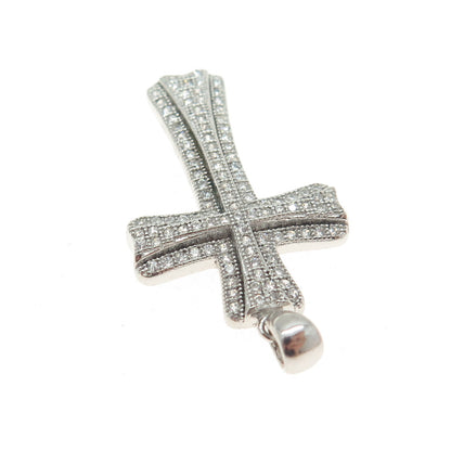 925 Sterling Silver Round-Cut Shaped C Z Cross Pendant