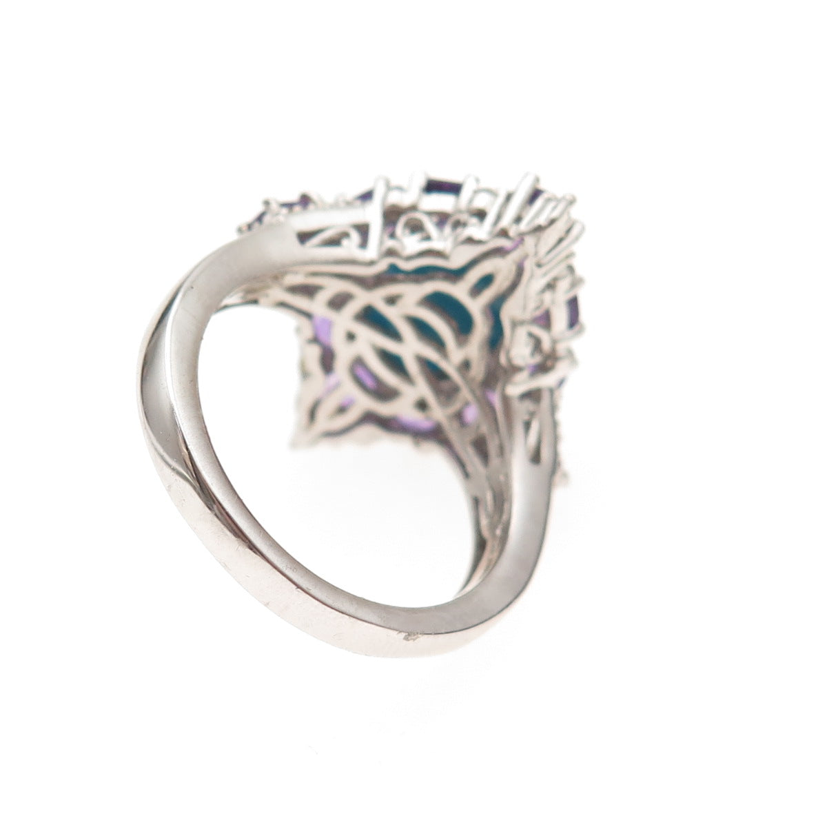 Chuck Clemency 925 Sterling Silver Real Turquoise & Amethyst Ring Size 8.25