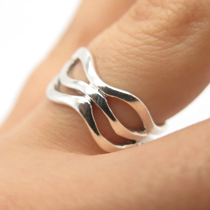 925 Sterling Silver Vintage Wavy Band Ring Size 6 1/4