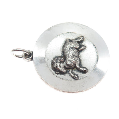 925 Sterling Silver Vintage Aries Zodiac Sign Round Pendant