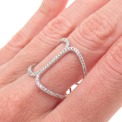 925 Sterling Silver Round-Cut C Z Hug Ring Size 7