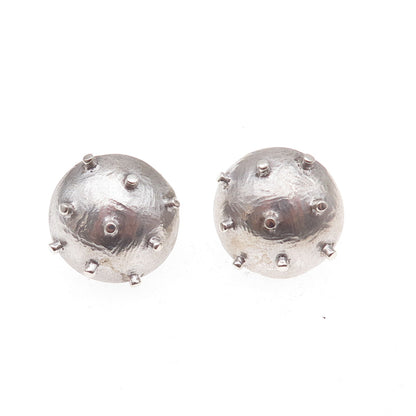 925 Sterling Silver Vintage Modernist Dome Earrings