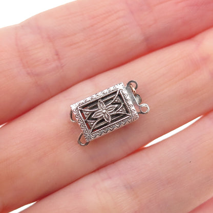 925 Sterling Silver Antique Art Deco Bracelet / Necklace Floral Box Lock Clasp