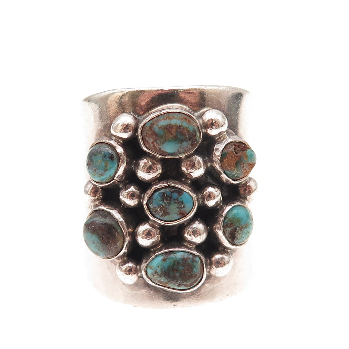 Bernice Bonney Navajo Old Pawn Sterling Silver Vintage Turquoise Ring Size 12.75