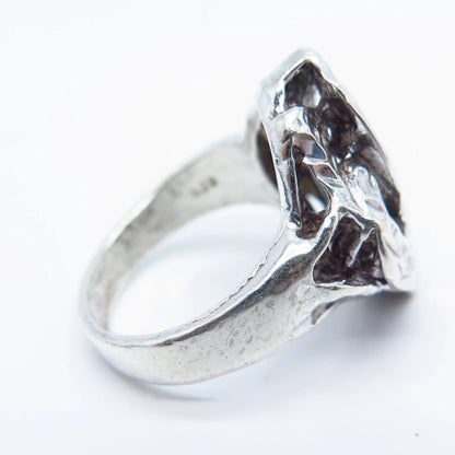 925 Sterling Silver Vintage Modernist Ring Size 4.75
