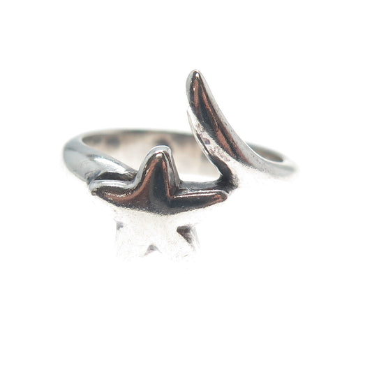 925 Sterling Silver Vintage Falling Star Bypass Ring Size 7