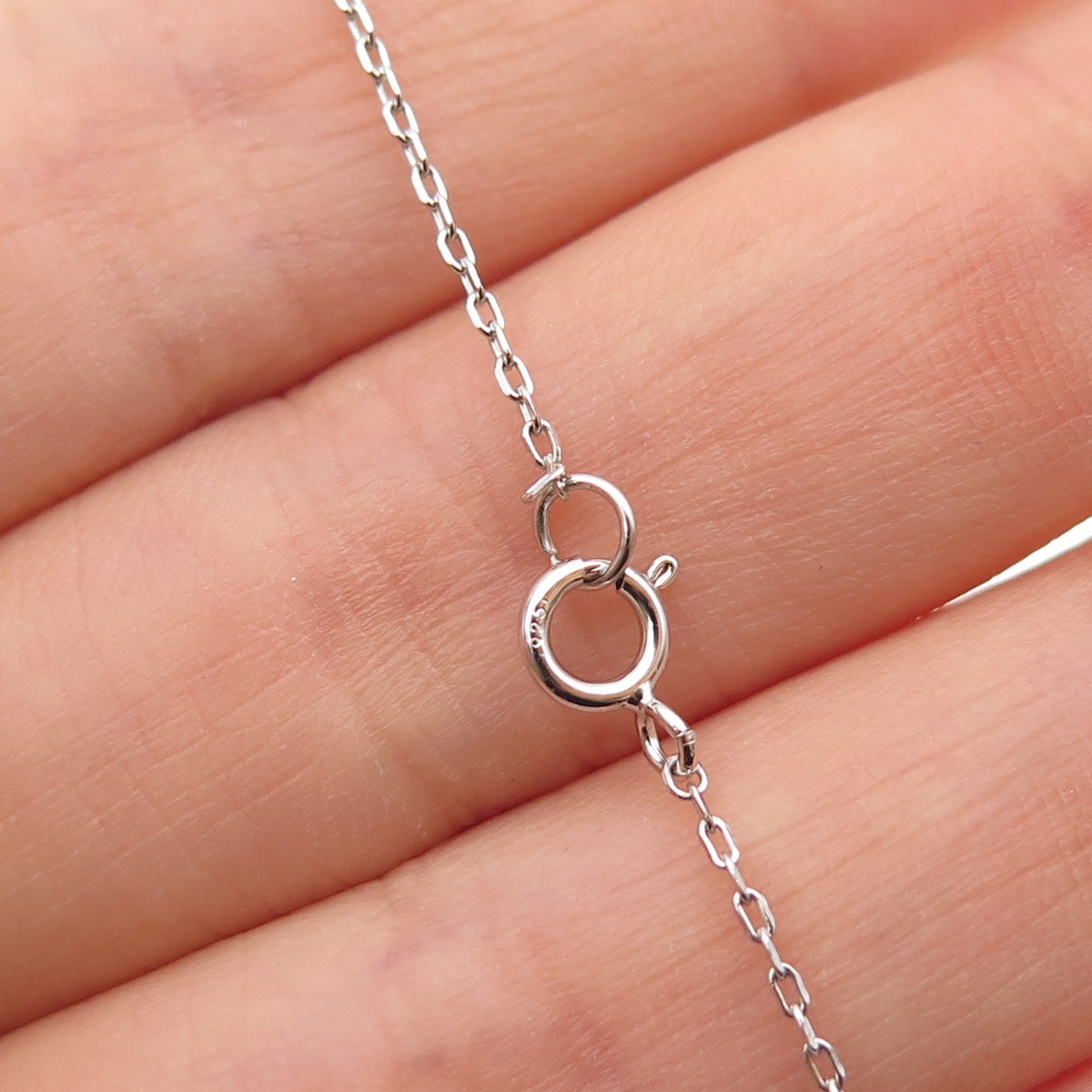 925 Sterling Silver Round-Cut C Z #Smile Cable Chain Necklace 16-18"