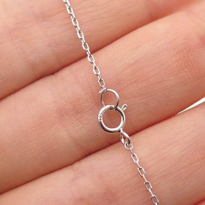 925 Sterling Silver Round-Cut C Z #Smile Cable Chain Necklace 16-18"