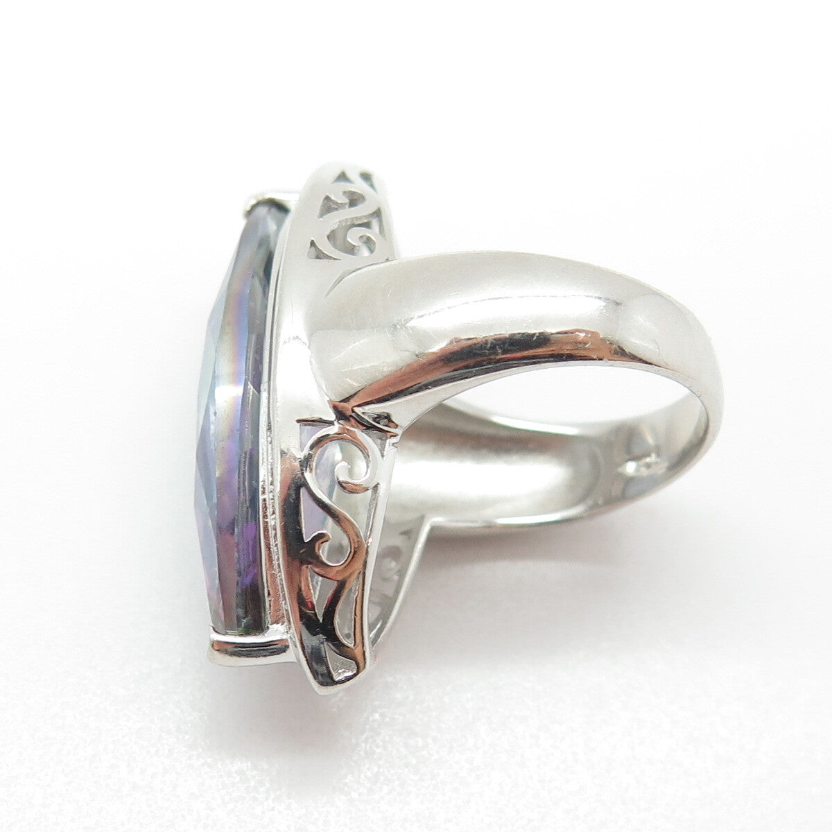 LUCAS LAMETH LUC 925 Sterling Silver Real Mystic & White Topaz Ring Size 6.25