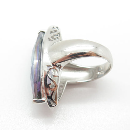 LUCAS LAMETH LUC 925 Sterling Silver Real Mystic & White Topaz Ring Size 6.25