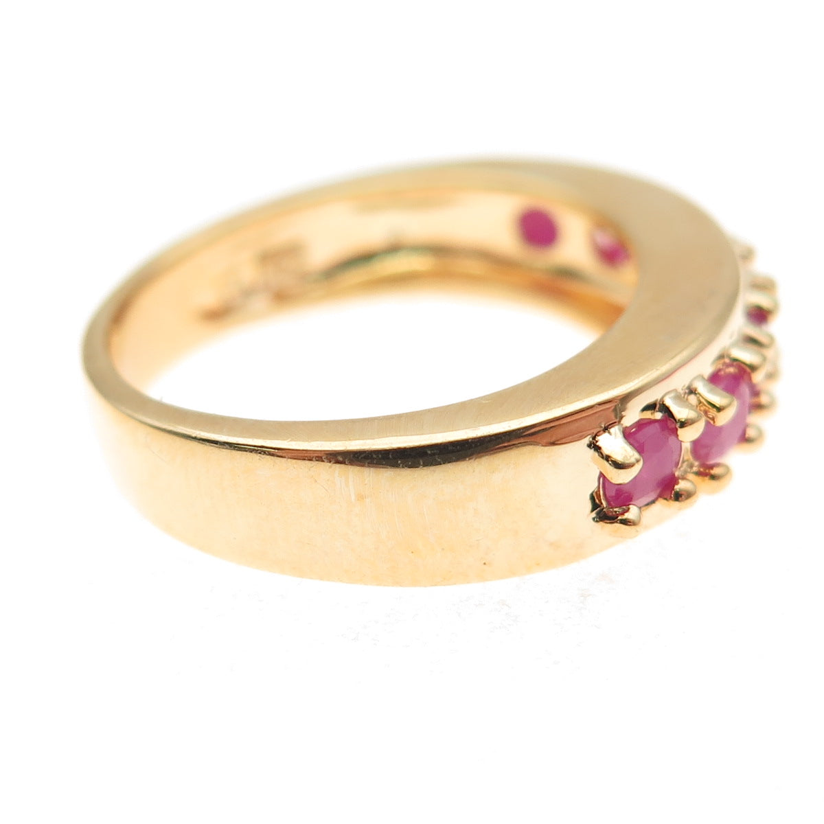 Ross Simons 925 Sterling Silver Gold Plated Vintage Real Ruby Ring Size 5.25