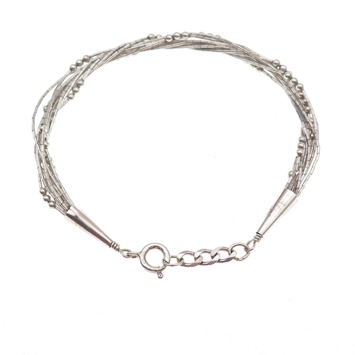 Sunrise Old Pawn 925 Sterling Silver Vintage Beaded Liquid Chain Bracelet 7.25"
