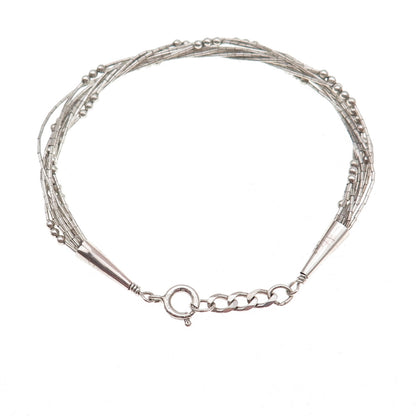 Sunrise Old Pawn 925 Sterling Silver Vintage Beaded Liquid Chain Bracelet 7.25"