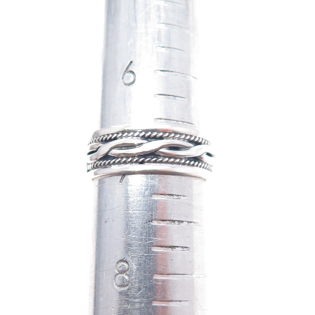 925 Sterling Silver Vintage Twisted Oxidized Band Ring Size 7