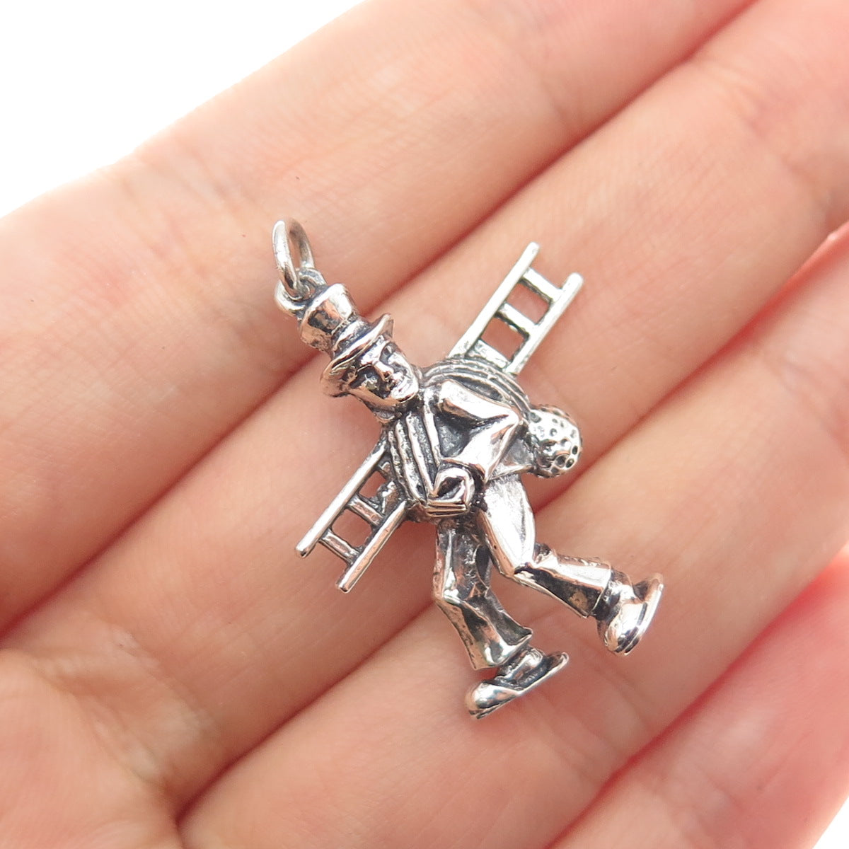 835 Silver Vintage European Chimney Sweep Oxidized Charm Pendant