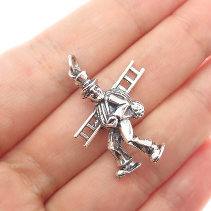 835 Silver Vintage European Chimney Sweep Oxidized Charm Pendant
