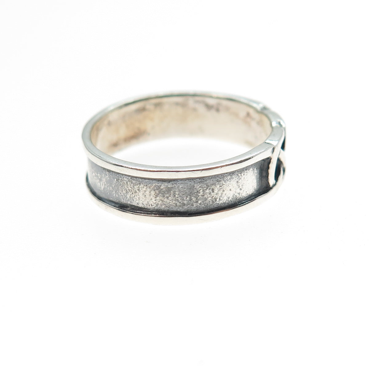 925 Sterling Silver Vintage Celtic Knot Oxidized Band Ring Size 7.75