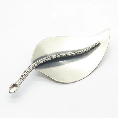 925 Sterling Silver Vintage BEAU Leaf Pin Brooch
