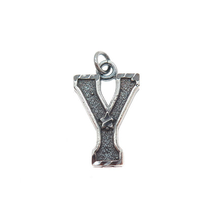 925 Sterling Silver Vintage Letter Y Initial Star of David Oxidized Mini Pendant