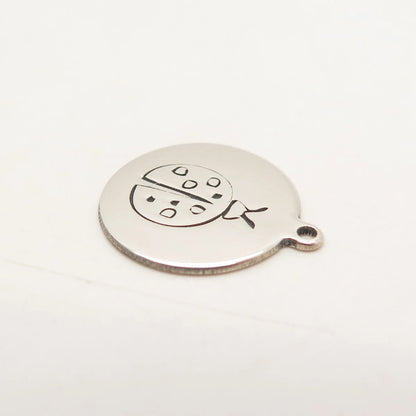 925 Sterling Silver USA Two In Town Ladybug Charm Pendant