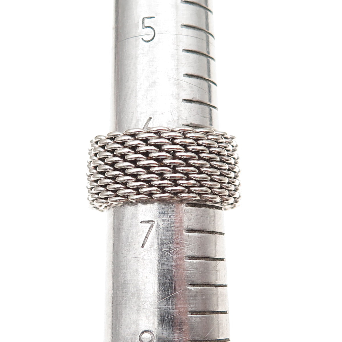 Tiffany & Co. 925 Sterling Silver Vintage Somerset Mesh Wide Band Ring Size 6.75