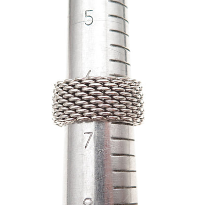 Tiffany & Co. 925 Sterling Silver Vintage Somerset Mesh Wide Band Ring Size 6.75