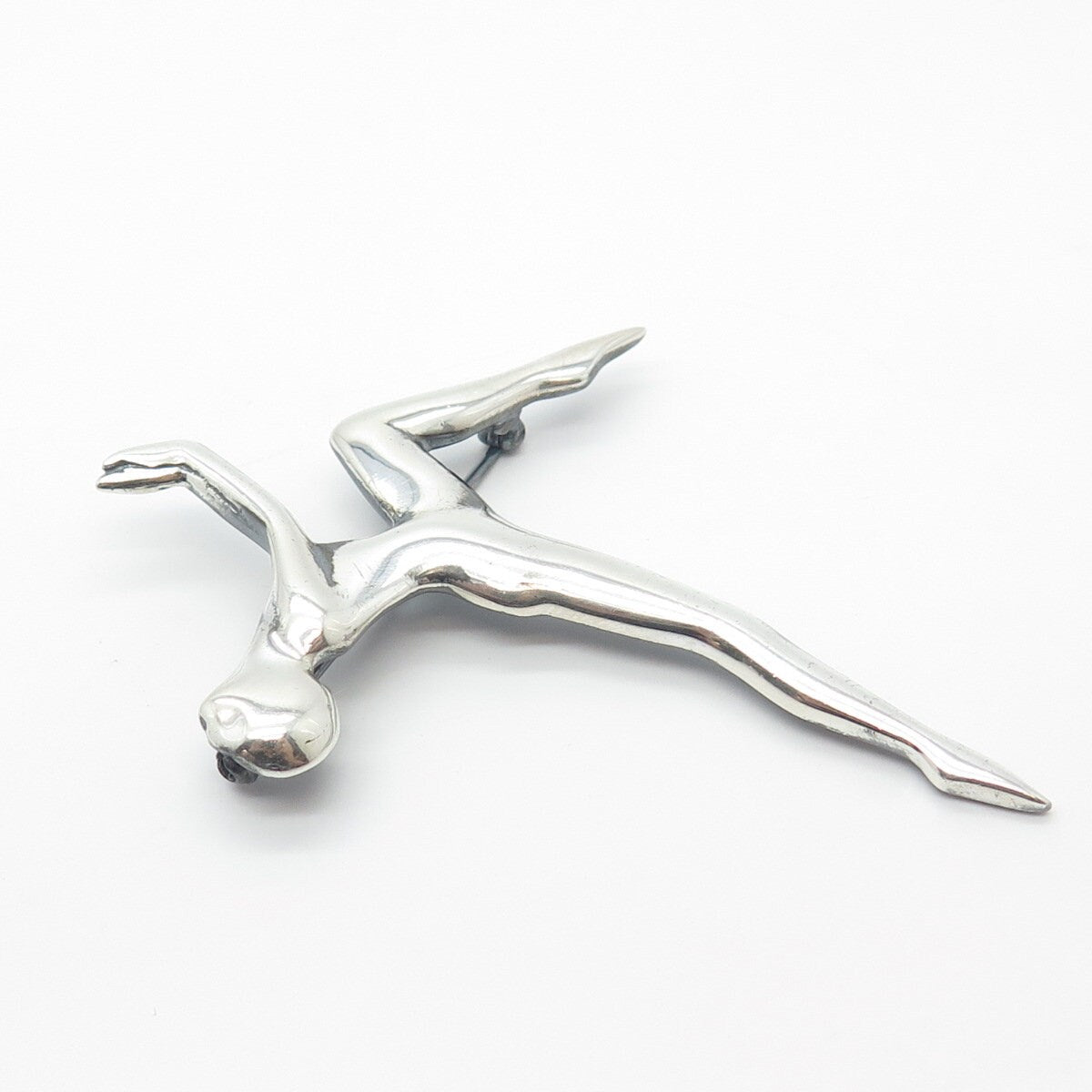 925 Sterling Silver Vintage Mexico Nude Woman Silhouette Pin Brooch
