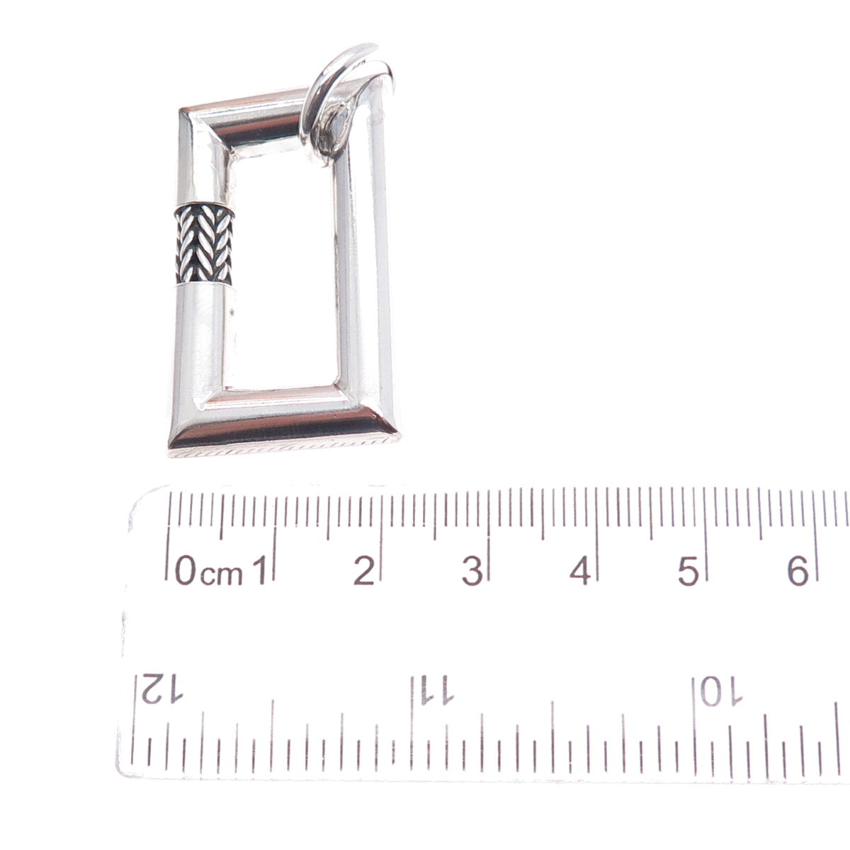 925 Sterling Silver Vintage Modernist Spiga Frame Oxidized Charm Pendant