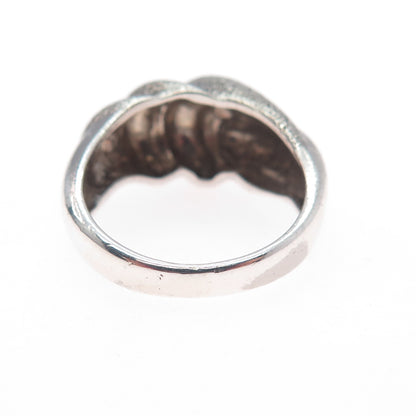 925 Sterling Silver Vintage Modernist Oxidized Ring Size 5.75