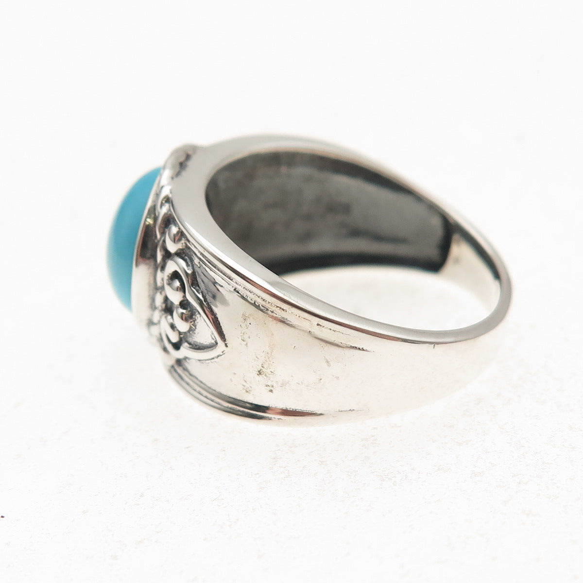 925 Sterling Silver Vintage Real Sleeping Beauty Turquoise Ring Size 8.25