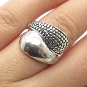 925 Sterling Silver Vintage Dotted Overlap Ring Size 6.25
