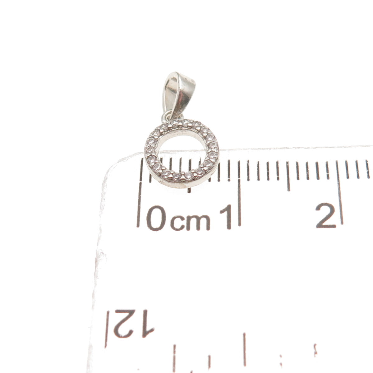 925 Sterling Silver Round-Cut C Z Letter O Initial Mini Charm Pendant