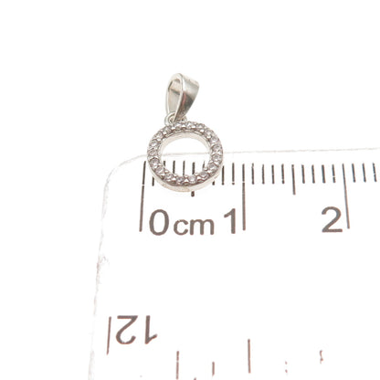 925 Sterling Silver Round-Cut C Z Letter O Initial Mini Charm Pendant