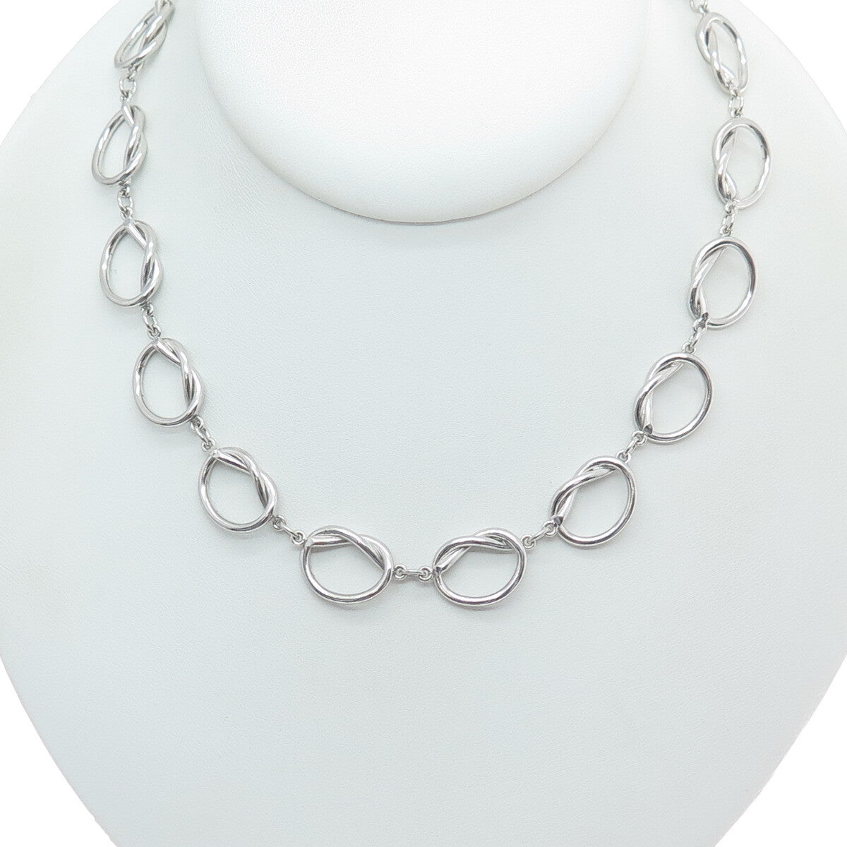 B. A. BALLOU & CO. Sterling Silver Antique Art Deco Love Knot Chain Necklace 15"
