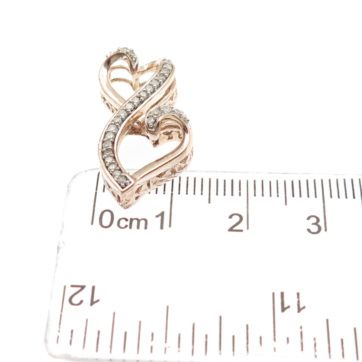 925 Sterling Silver Gold Plated Real Diamond Infinity Heart Slide Charm Pendant