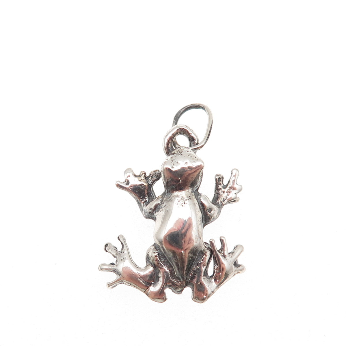 925 Sterling Silver Vintage Frog Good Luck Oxidized Charm Pendant