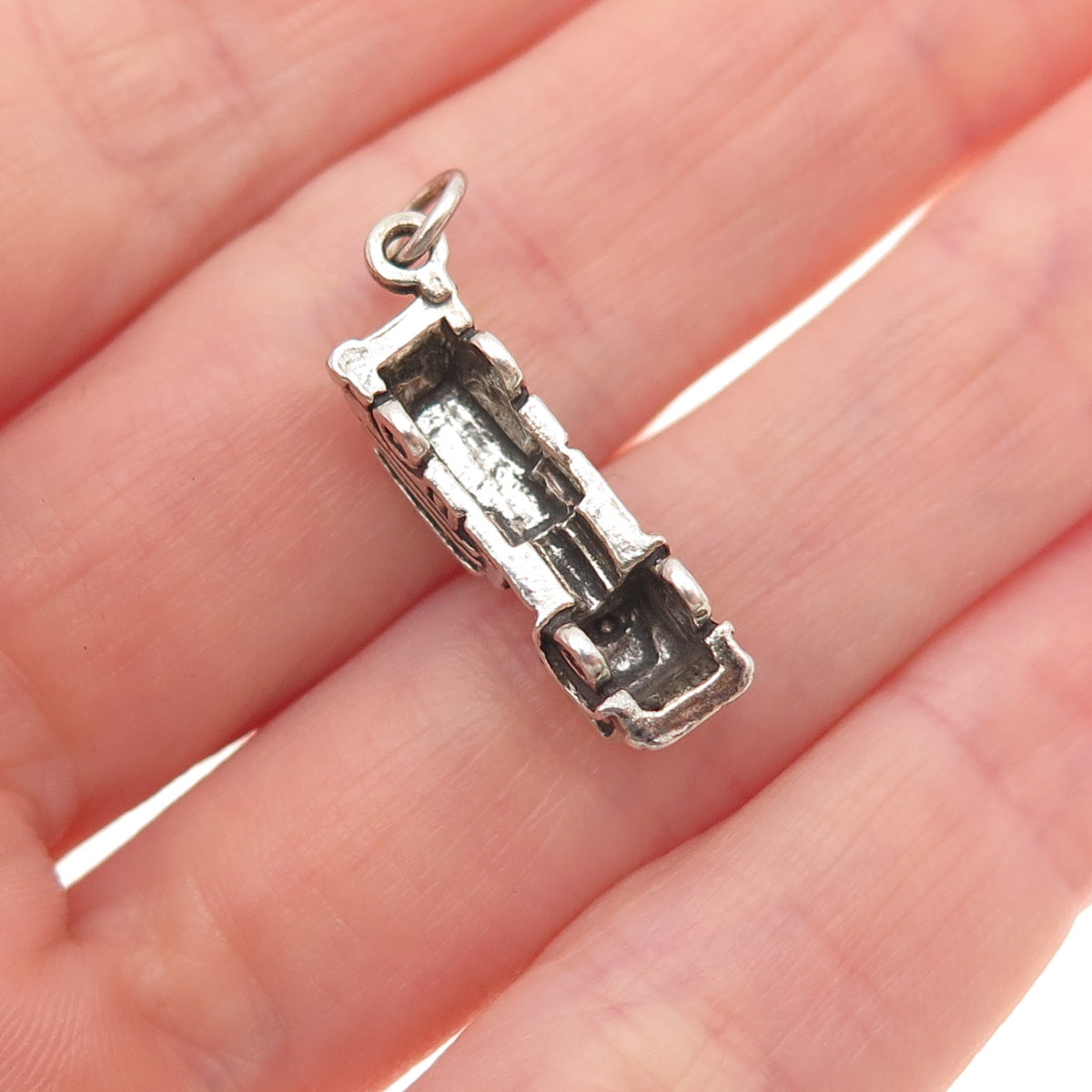 Sunwest 925 Sterling Silver Vintage Fire Truck Oxidized 3D Charm Pendant