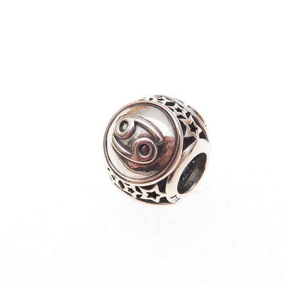 Pandora 925 Sterling Silver Cancer Zodiac Sign Slide Bead Charm