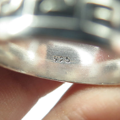 925 Sterling Silver Vintage Greek Maze Oxidized Band Ring Size 9.5