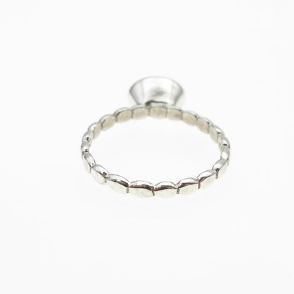 925 Sterling Silver Vintage Real Oval-Cut Amethyst Bubble Ring Size 7