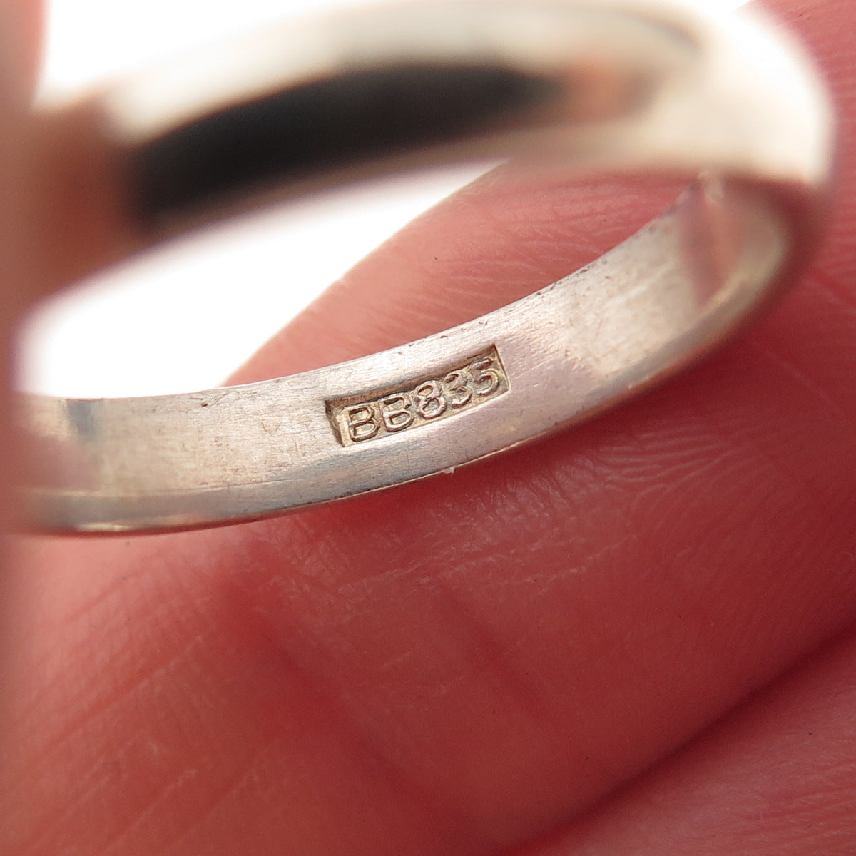 835 Silver Vintage Classic Wedding Oxidized Band Ring Size 7.25