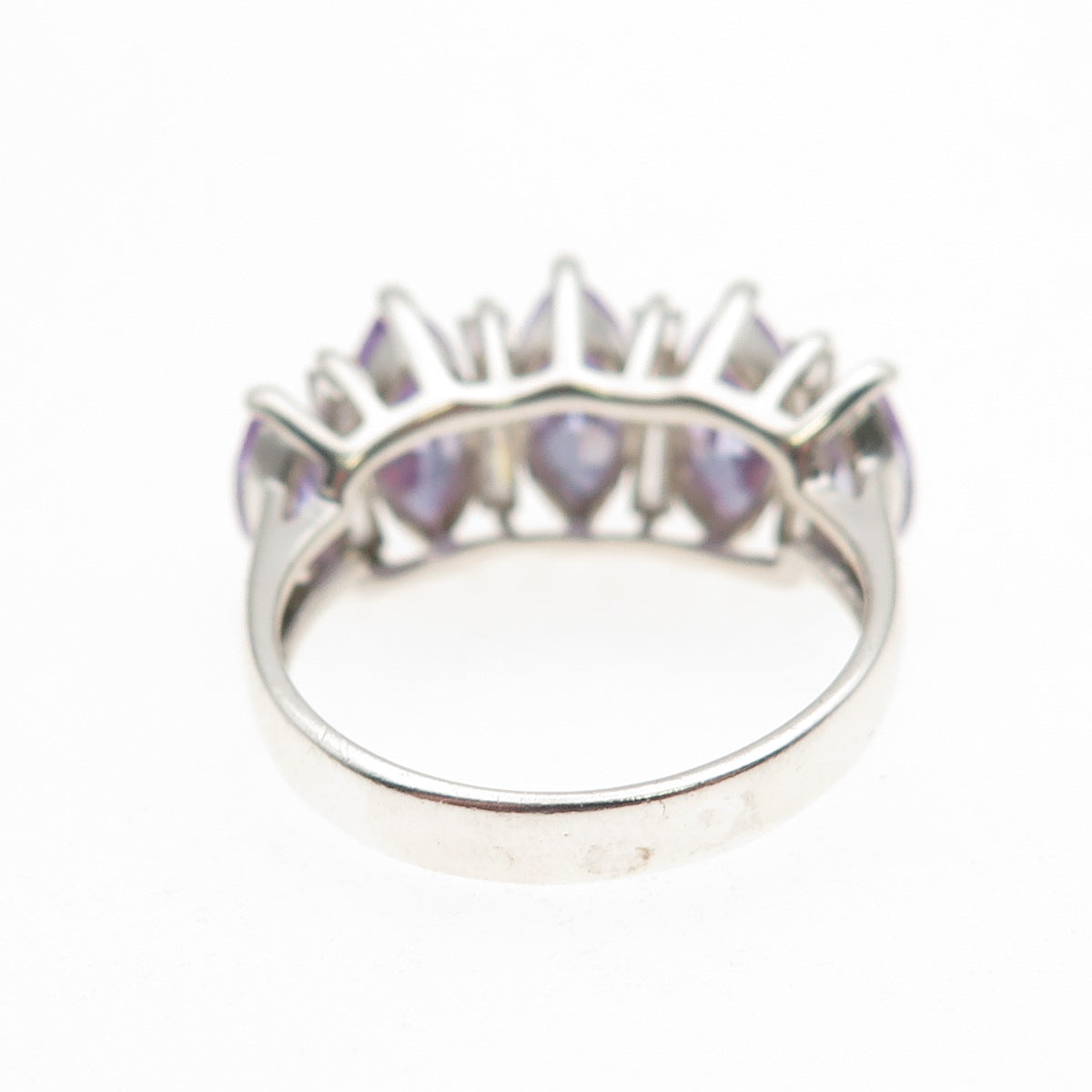 925 Sterling Silver Purple & White C Z Ring Size 7