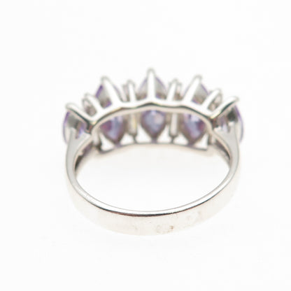 925 Sterling Silver Purple & White C Z Ring Size 7