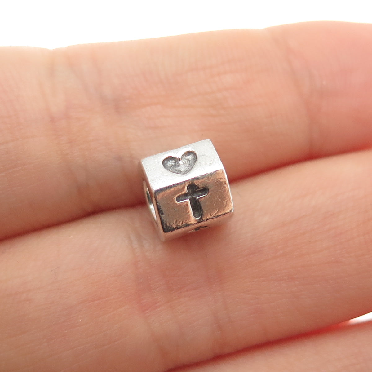 PANDORA 925 Sterling Silver Faith Hope & Love Slide Bead Charm