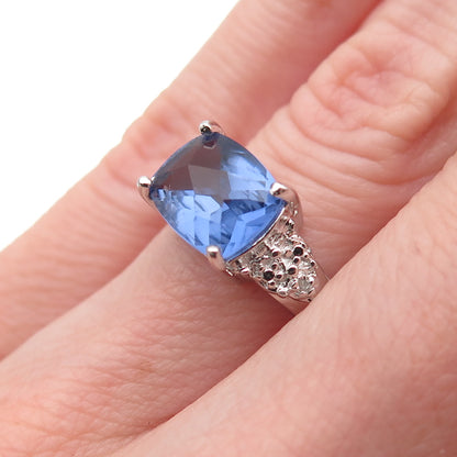Ross Simons 925 Sterling Silver Real Diamond & Iolite Ring Size 5.25